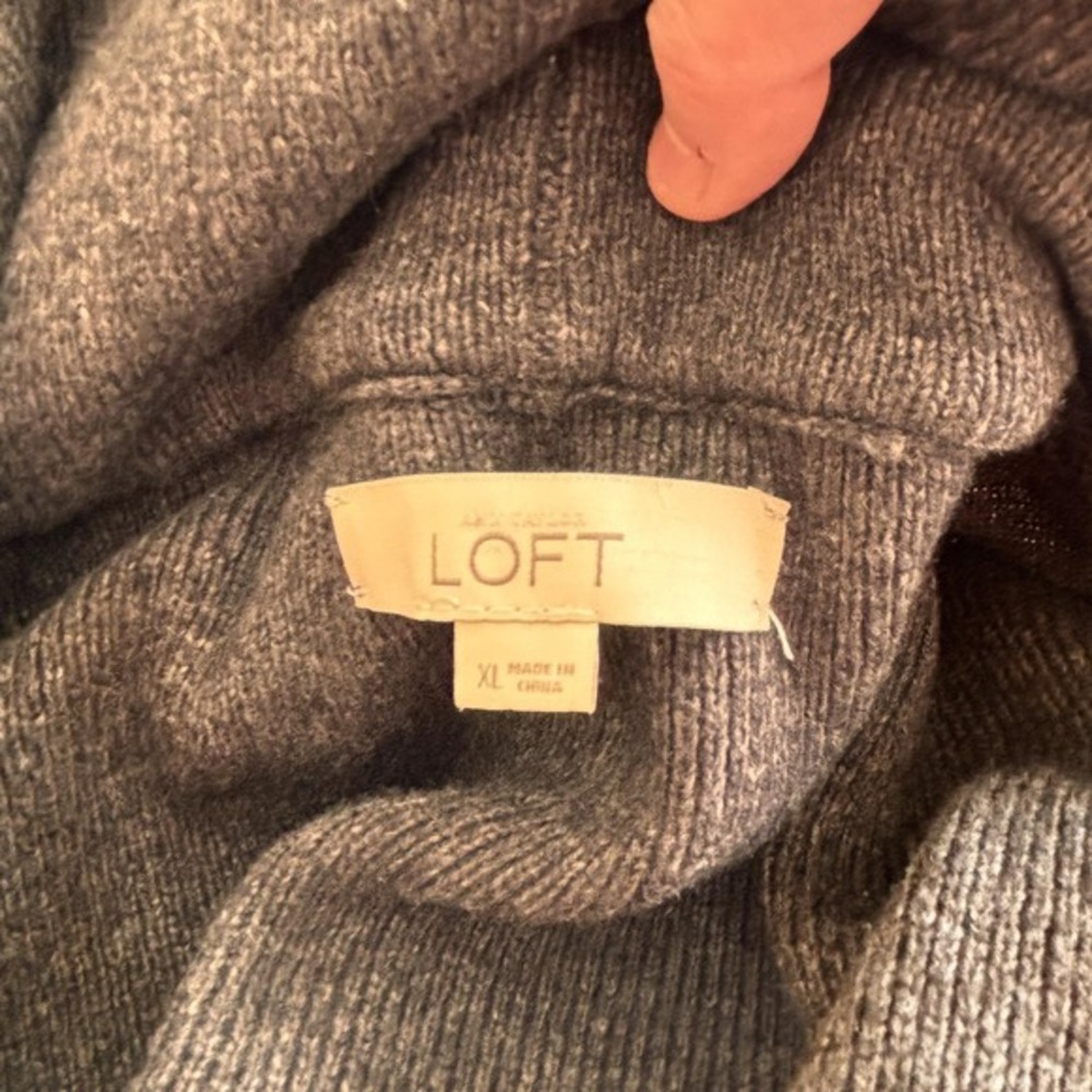 Ann Taylor LOFT Faux Fur Sweater Womens XL Cowl Neck Asymmetric Quiet Luxury - Picture 6 of 11